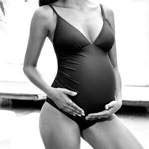 Cupshe Maternity One-Piece Swimsuit – Size XL NWT (Black)